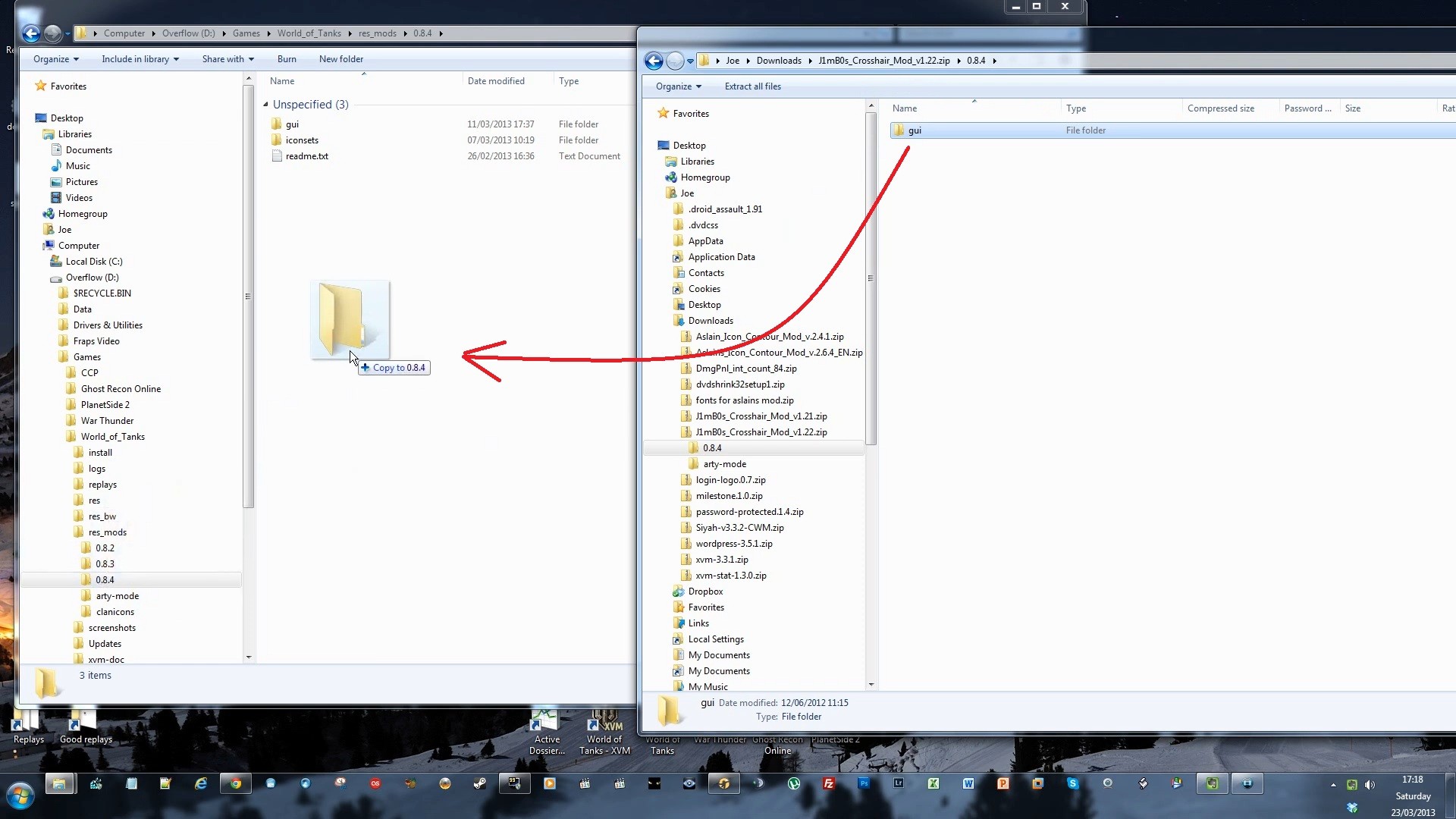 Files being copied into the res mods version folder